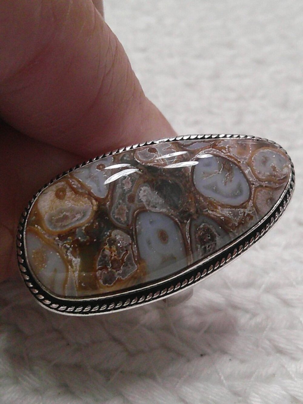 Natural ROCK FOSSIL Handmade Sterling 925 Ring Size 9.25 #44F